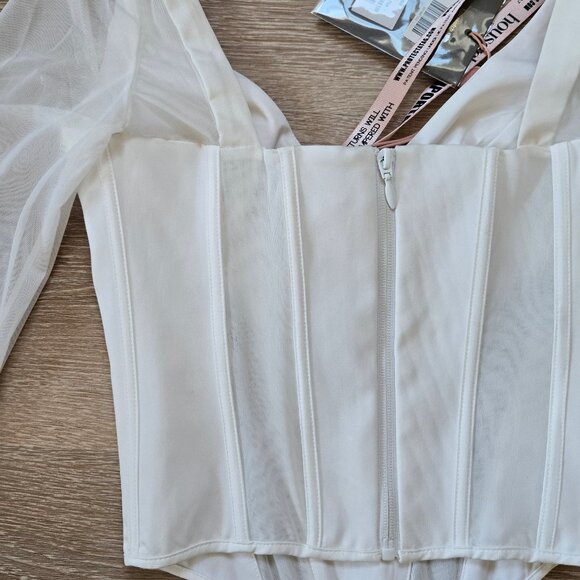 🌟HOUSE OF CB Araminta Corset Top, Semi-Sheer Mesh Sleeves, Small D/E NWT🌟 - Picture 10 of 17